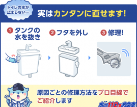 【プロが教える】トイレの水が止まらない!原因とカンタン修理法まとめ