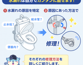 【原因別】トイレ水漏れは自分で直せる！5分でわかる失敗しない修理法