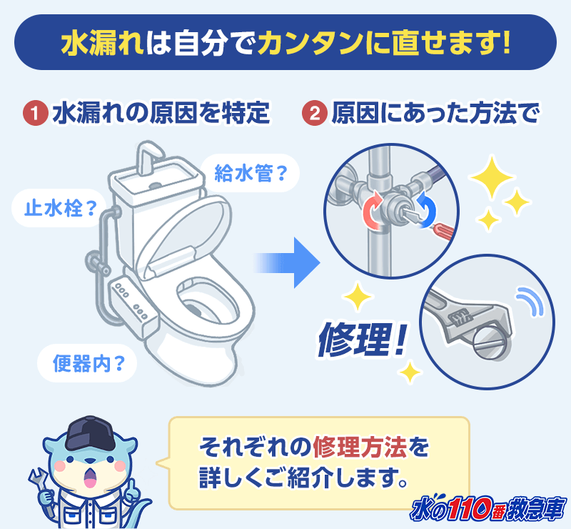 原因別 トイレ水漏れは自分で直せる 5分でわかる失敗しない修理法 水の110番救急車