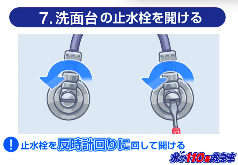 7.止水栓を開ける